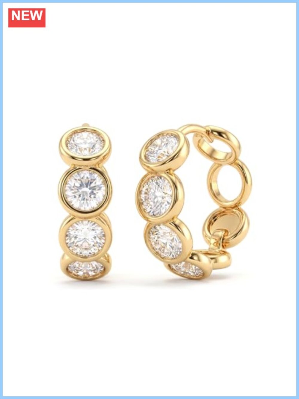 14K Gold Plated Huggie Hoop Earrings with Cubic Zirconia, Hypoallergenic Small